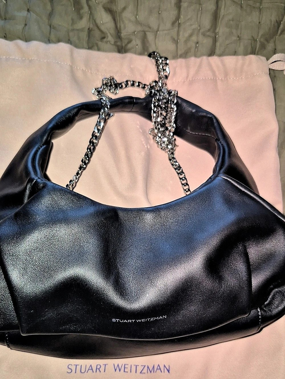Stuart Weitzman The Moda Hobo Bag Black Chain Shoulder Bag - Picture 6 of 6